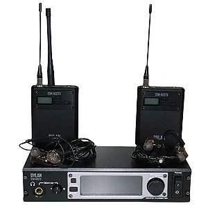 MONITOR TRANSMISSOR DUPLO C/ 2 RECEPTORES FONE RETORNO DE PALCO SEM FIO DYLAN UHF DSM-600