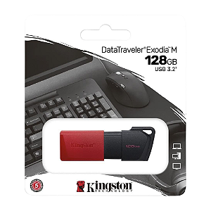 PEN DRIVE 128GB KINGSTON EXODIA PRETO DTXM128GB USB 3.2