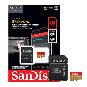CARTÃO DE MEMORIA MICRO SD 512GB SANDISK EXTREME 190MBPS