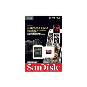 CARTAO DE MEMORIA SANDISK MICRO SD 128GB CLASSE 10 EXTREME PRO 200MB/S