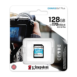 CARTÃO DE MEMÓRIA SD KINGSTON 128GB 170MB/S CANVAS GO PLUS