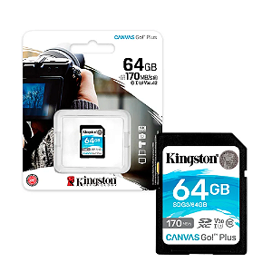 CARTAO DE MEMORIA SD KINGSTON 64GB CLASSE 10 CANVAS GO PLUS  - 170MB