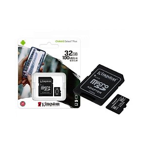 CARTAO DE MEMORIA MICRO SD 32GB KINGSTON CLASSE 10 100MB/S CANVAS SELECT PLUS