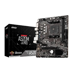 PLACA MÃE MSI A520M A PRO AM4 MATX DDR4 PRETO