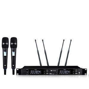 MICROFONE SEM FIO KADOSH K1202M BASTÃO DE MÃO DUPLO UHF
