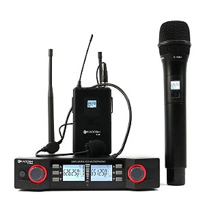 MICROFONE SEM FIO DUPLO KADOSH K492C BASTÃO E HEADSET