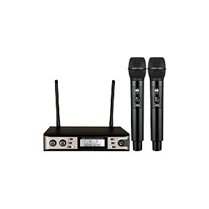 MICROFONE SEM FIO KADOSH K402M 2 BASTÕES DE MÃO UHF