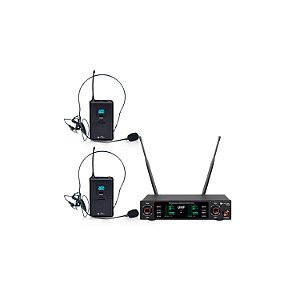 MICROFONE SEM FIO KADOSH K492H HEADSET DUPLO UHF PRETO