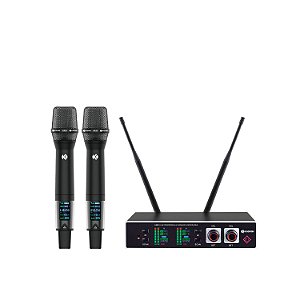 MICROFONE SEM FIO KADOSH K492M 2 BASTÕES DE MÃO UHF