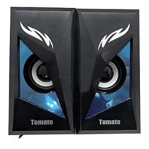 CAIXA DE SOM DE MADEIRA PARA COMPUTADOR COM LED TOMATE 3W MTS 8893