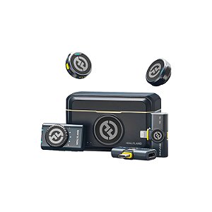 MICROFONE LAPELA HOLLYLAND LARK M2 DUPLO SEM FIO COMBO LIGHTNING TIPO C E P2
