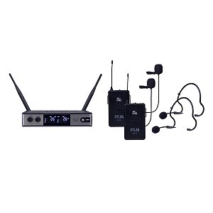 MICROFONE SEM FIO DYLAN UDX-06 MULTI 2 HEADSET 2 LAPELA UHF