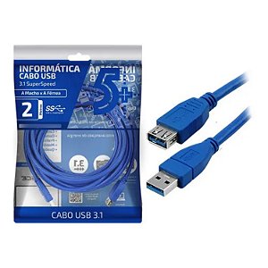 CABO EXTENSOR USB 3.1 / 3.0   2M CHIP SCE 018-7702