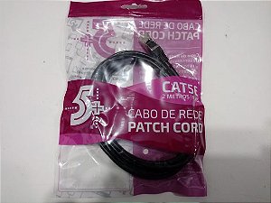 CABO DE REDE CAT5 02 METROS PATCH CORD PRETO CHIP SCE  018-1073
