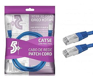 CABO DE REDE CAT5E 02 METROS PATCH CORD AZUL CHIP SCE 018-1074