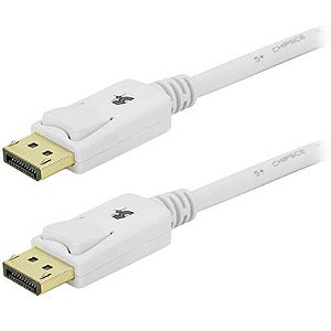CABO DISPLAYPORT DP MACHO X DISPLAY PORT DP MACHO V1.2 144HZ 4K BRANCO 2 METROS COM TRAVA CHIP SCE 018-7497