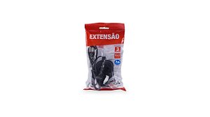 EXTENSÃO ELÉTRICA 1M TRIPOLAR 3 TOMADAS  PRETO FORCE LINE SLIM 200252