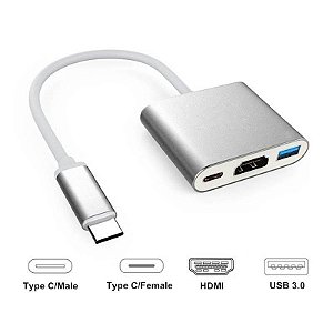 CONVERSOR ADAPTADOR USB TIPO C X HDMI FEMEA / USB 3.0 LT-165