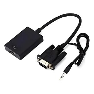 CONVERSOR VGA MACHO PARA HDMI FEMEA TOMATE MCB-040 COM ALIMENTATAÇAÕ USB C AUDIO