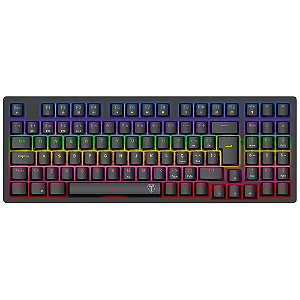 TECLADO MECÂNICO GAMER T-DAGGER HOLYSWORD RAINBOW WIRELESS/BLUETOOTH SWITCH BROWN PRETO T-TGK331-BR