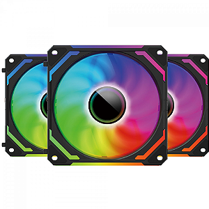 KIT FAN C/ 3 REDRAGON GC-F012 INFINITY MIRROR ARGB 120MM PRETO