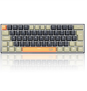 TECLADO MECANICO RGB REDRAGON LAKSHMI AMARELO CINZA E BRANCO K606 OG GY KK ABNT2 SWITCH MARROM