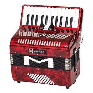 ACORDEON MICHAEL 48 BAIXOS ACM4803N PRD VERMELHO PEROLADO