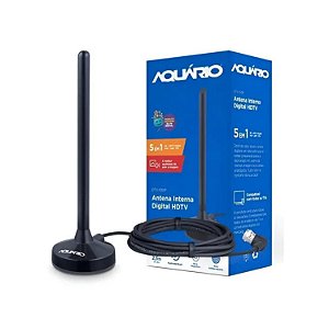 ANTENA INTERNA DIGITAL HDTV 4K VHF UHF FM  DTV100P COM CABO 2.5M AQUARIO