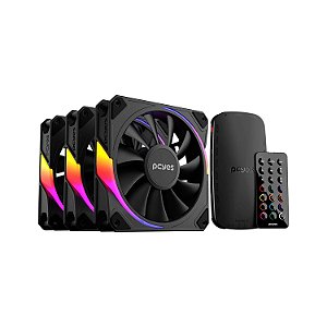 KIT COM 3 COOLER PCYES SANGUE FRIO 3 ARGB PRETO VULCAN 120MM K3ARGBSF3BR