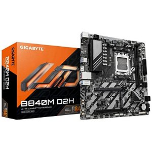 PLACA MÃE GIGABYTE B840M D2H CHIPSET B840 MATX GAMING ,  AMD AM5, DDR5 , HDMI USB 3.2 M2