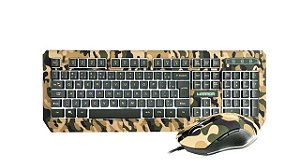 KIT TECLADO E MOUSE USB COM FIO GAMER MULTILASER WARRIOR TC249 CAMUFLADO