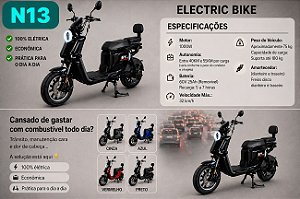 BICICLETA ELETRICA N13 1000W TEMBIKE 50KM DE AUTONOMIA