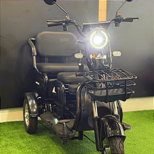 TRICICLO ELÉTRICO WEHAWK PRETO 800W 180KG 40KM AUTONOMIA BATERIA 48V 20AH