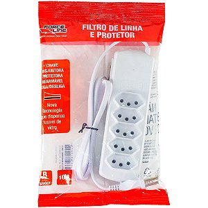 FILTRO DE LINHA 5 TOMADAS 10A FORCE BRANCO 500117