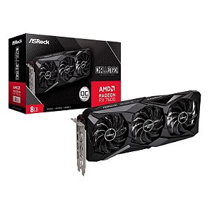 PLACA DE VÍDEO ASROCK RX 7600 CHALLENGER PRO OC AMD RADEON 8GB GDDR6 TRIPLE FAN CLP 8GO