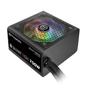 FONTE ATX 700W THERMALTAKE 80 PLUS SMART RGB 80+ FAN HUB/SLEEVED CABLE PS-SPR-0700NHFAWB-1*