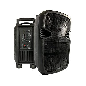 CAIXA DE SOM AMPLIFICADA 100W SOUNDVOICE CA120 LITE BLUETOOTH/USB/MICRO SD/FM/P10 C/ RODINHAS COM BATERIA