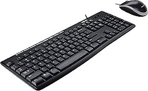 KIT TECLADO E MOUSE MK200 COM FIO PRETO