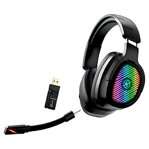 HEADSET GAMER WIRELESS KALKAN RAGNAR RGB PRETO 7.1 SURROUND VIRTUAL