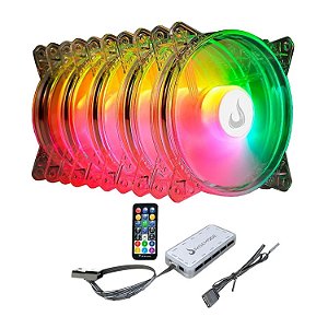 KIT COOLER GABINETE RISE MODE CRYSTAL SOUND 5X FAN 120MM ARGB