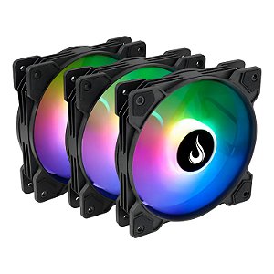 KIT COOLER GABINETE RISE MODE X 3X FAN 120MM ARGB 1200RPM PRETO