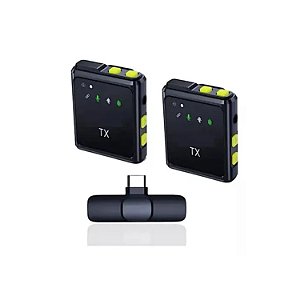 MICROFONE SEM FIO DE LAPELA DUPLO TIPO C C/ CANCELAMENTO DE RUIDO ONISTEK MC819