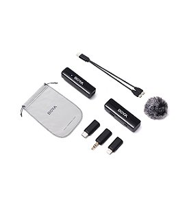 MICROFONE DE LAPELA BOYA SEM FIO WIRELESS TIPO C/ LIGHTNING IPHONE/ P2 BOYALINK-A1