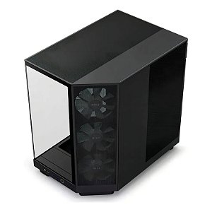 GABINETE GAMER NZXT H6 FLOW EDITION MID TOWER ATX LATERAL EM VIDRO COM FANS PRETO