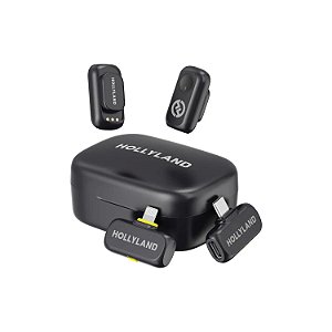 MICROFONE DE LAPELA SEM FIO HOLLYLAND LARK A1 COMBO LIGHTNING E TIPO C