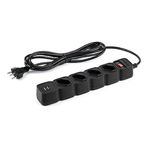 FILTRO DE LINHA 4 TOMADAS 2 USB PRETO INTELBRAS EPE 204