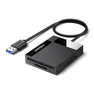 LEITOR DE CARTAO SD UGREEN 4 PORTAS E USB-A DE 5GBPS PRETO CR125