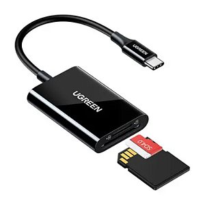 LEITOR DE CARTAO UGREEN 2 EM 1 COM ENTRADA USB-C/SD/TF CM265