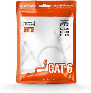 CABO DE REDE 2.5M CAT6 PLUSCABLE BRANCO