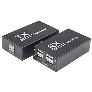 EXTENSOR HUB 4 PORTAS USB VIA CABO DE REDE CAT5/6 ATÉ 120 METROS